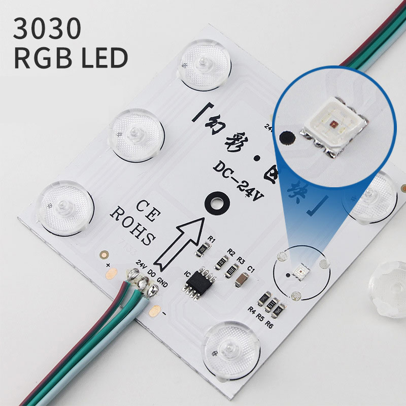 DC24V 175° Diffuse Reflection Thin Addressable RGB LED Module Light 70*70mm, 20pcs/string